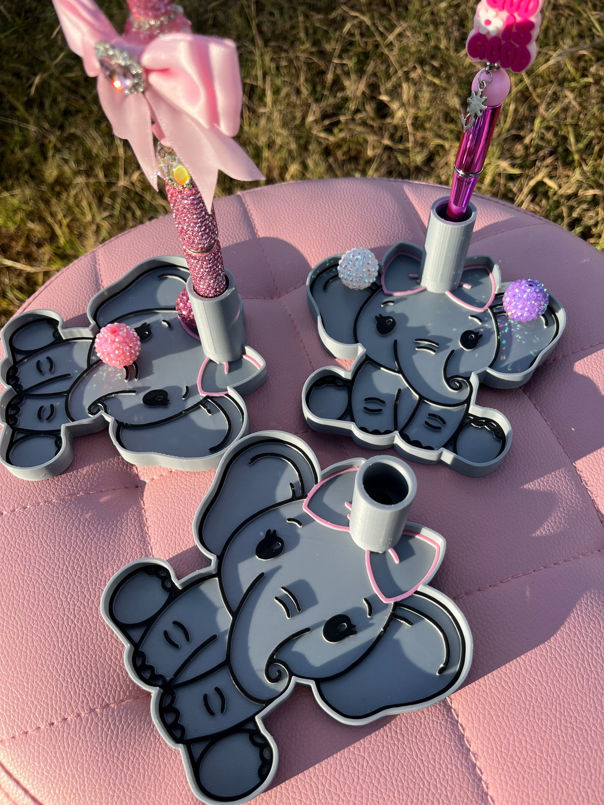 Elephant Pen Stand with Tray