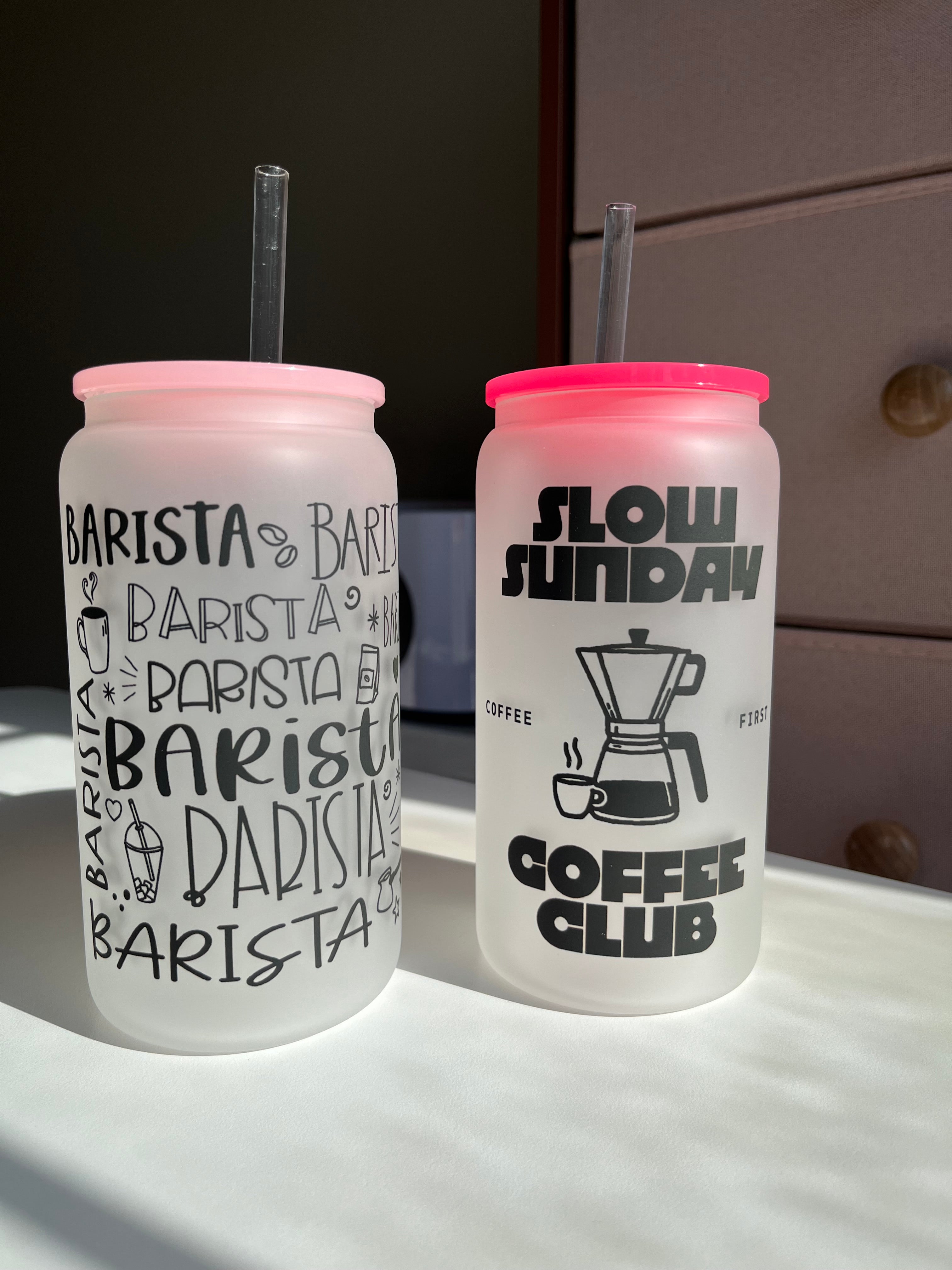 Barista/Slow Sunday Coffee- 16oz frosted glass cups