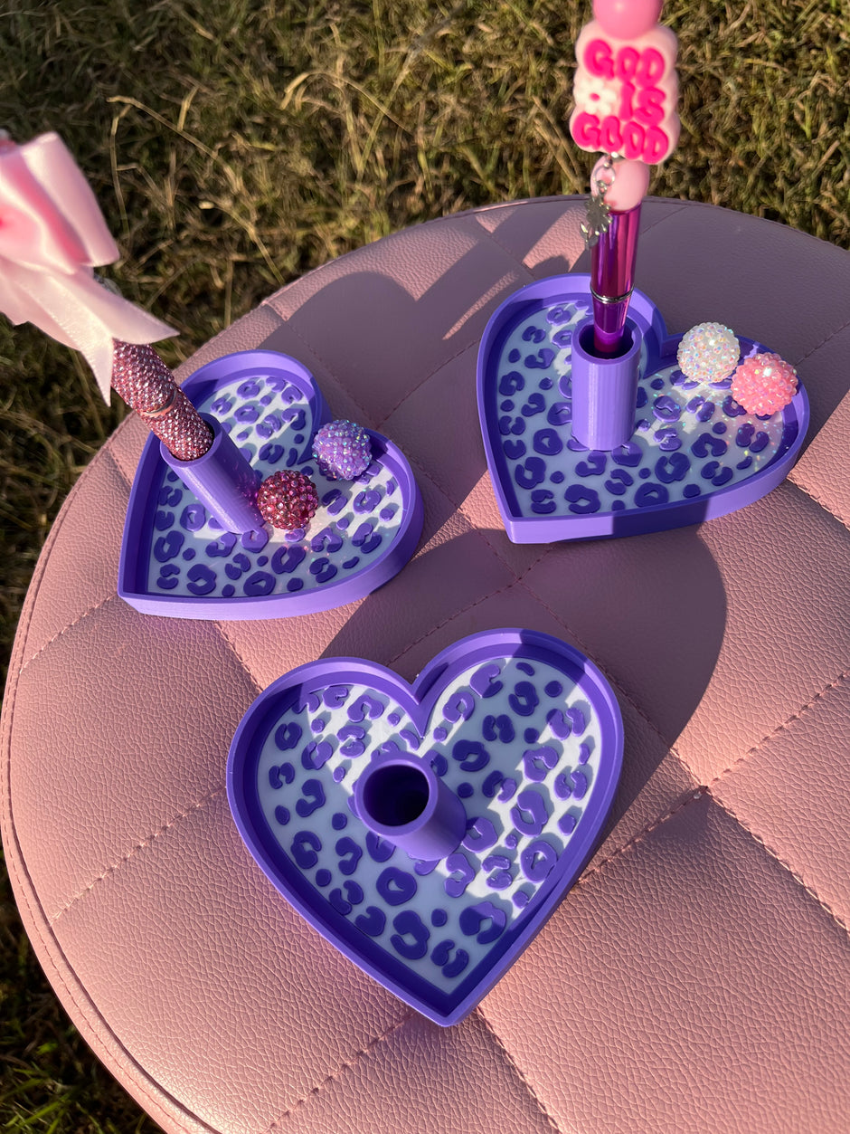 Heart Pen Stand with Tray for Regular or Rhinestone Pens