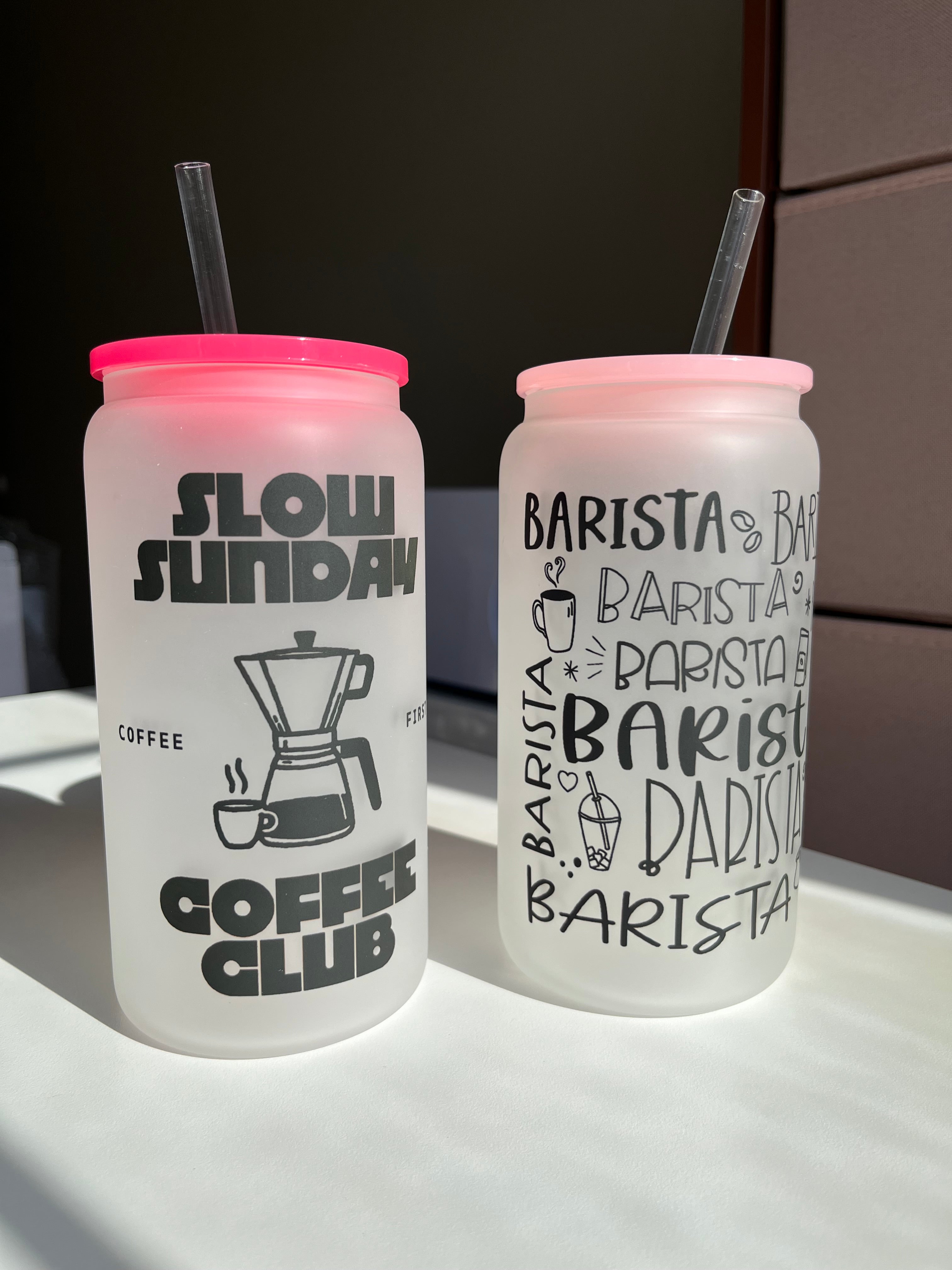 Barista/Slow Sunday Coffee- 16oz frosted glass cups