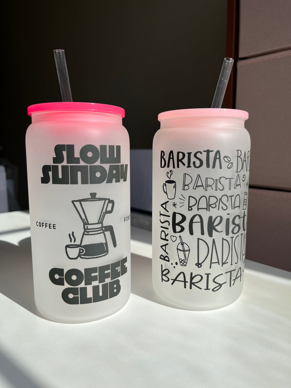 Barista/Slow Sunday Coffee- 16oz frosted glass cups
