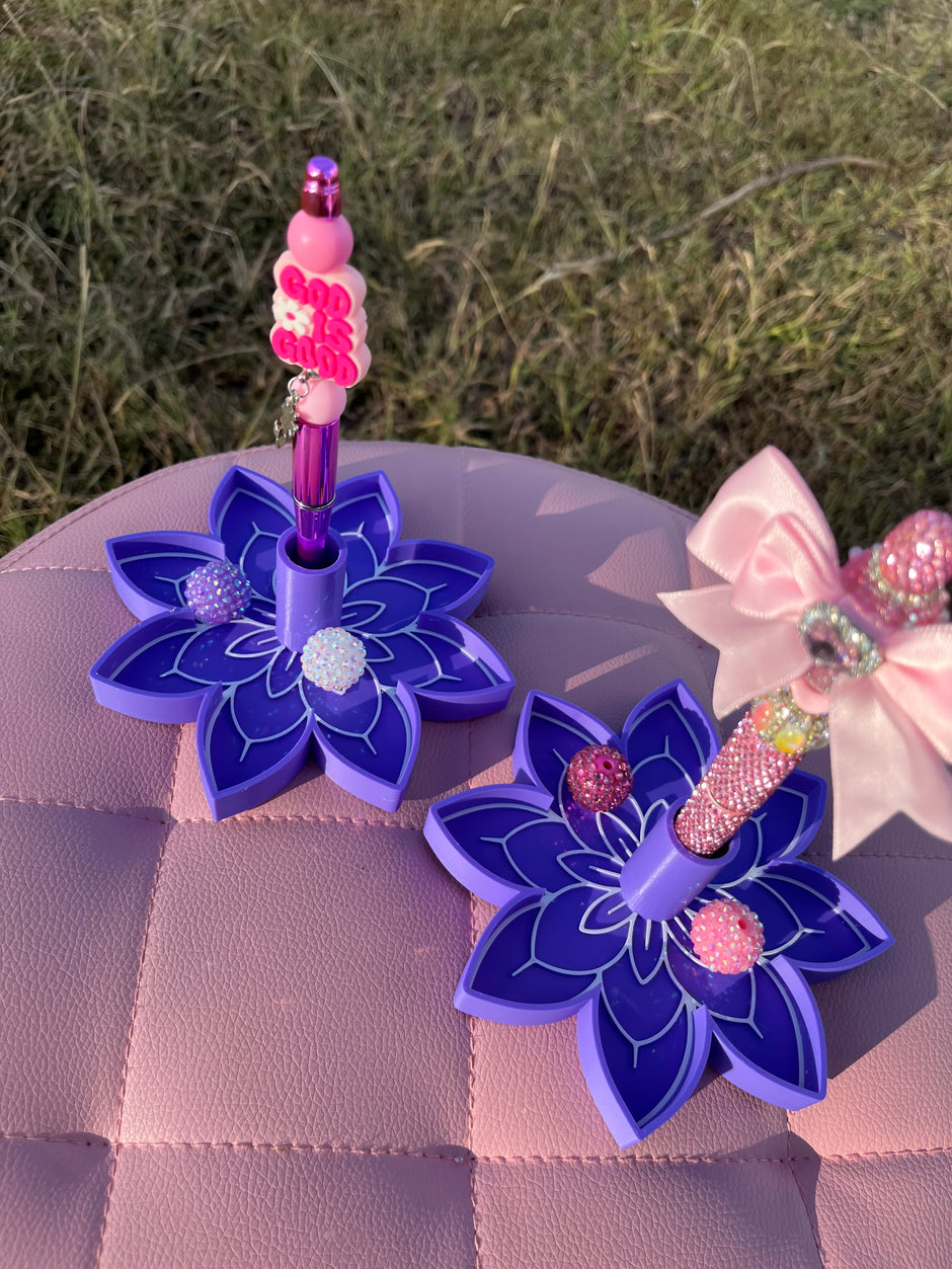 Flower Pen Stand with Tray for Regular or Rhinestone Pens