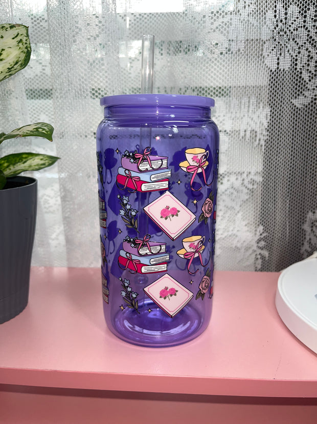 Book Romance 16oz glass cup