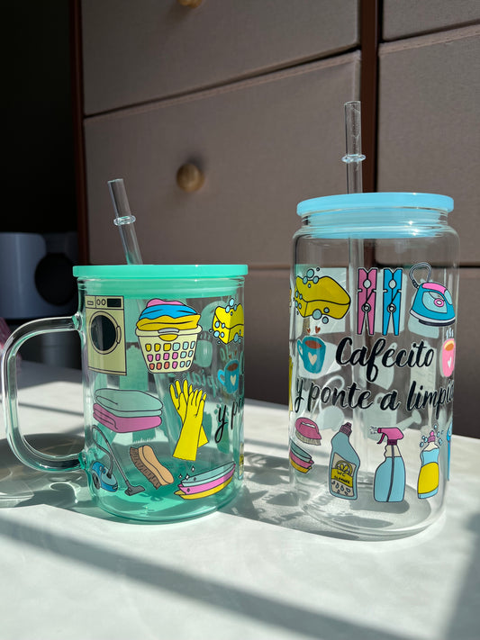 “SALE” Cafecito y Ponte a Limpiar- glass cup or mug
