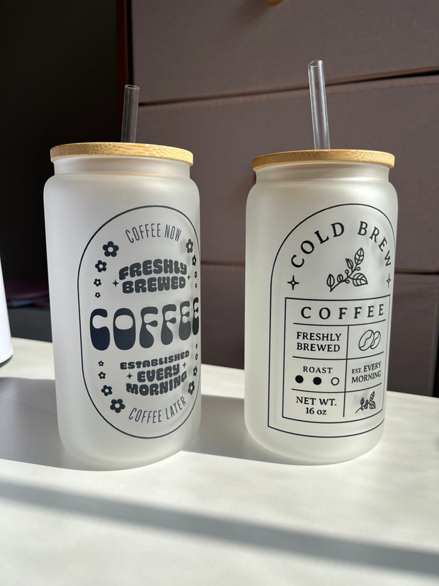 Cold Brew Coffee - 16oz frosted glass cups