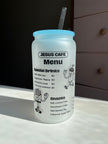 Jesus Cafe & Bible Study 16oz Glass Cups Frosted Glass Cups