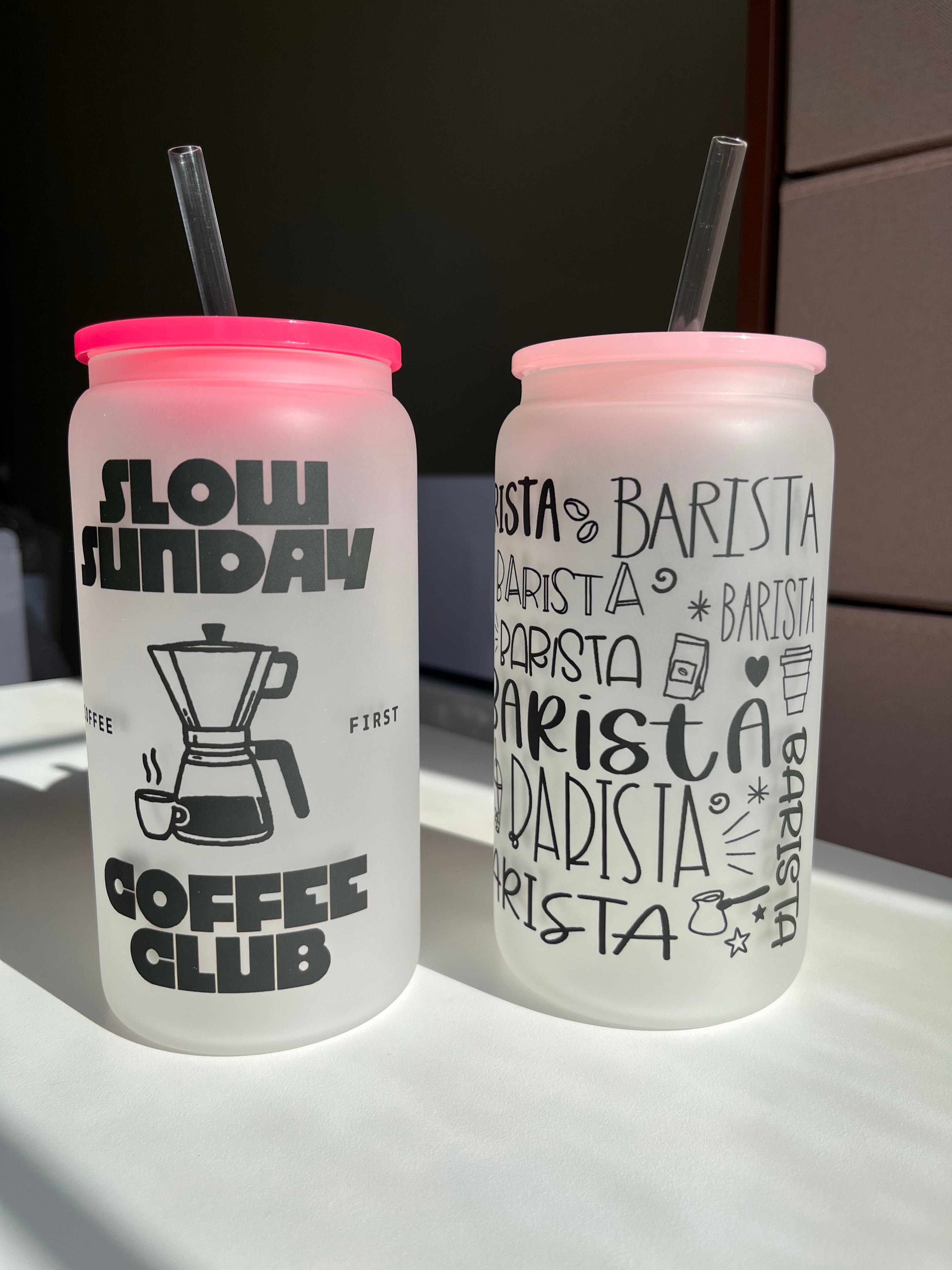 Barista/Slow Sunday Coffee- 16oz frosted glass cups