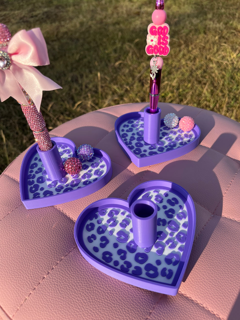 Heart Pen Stand with Tray for Regular or Rhinestone Pens