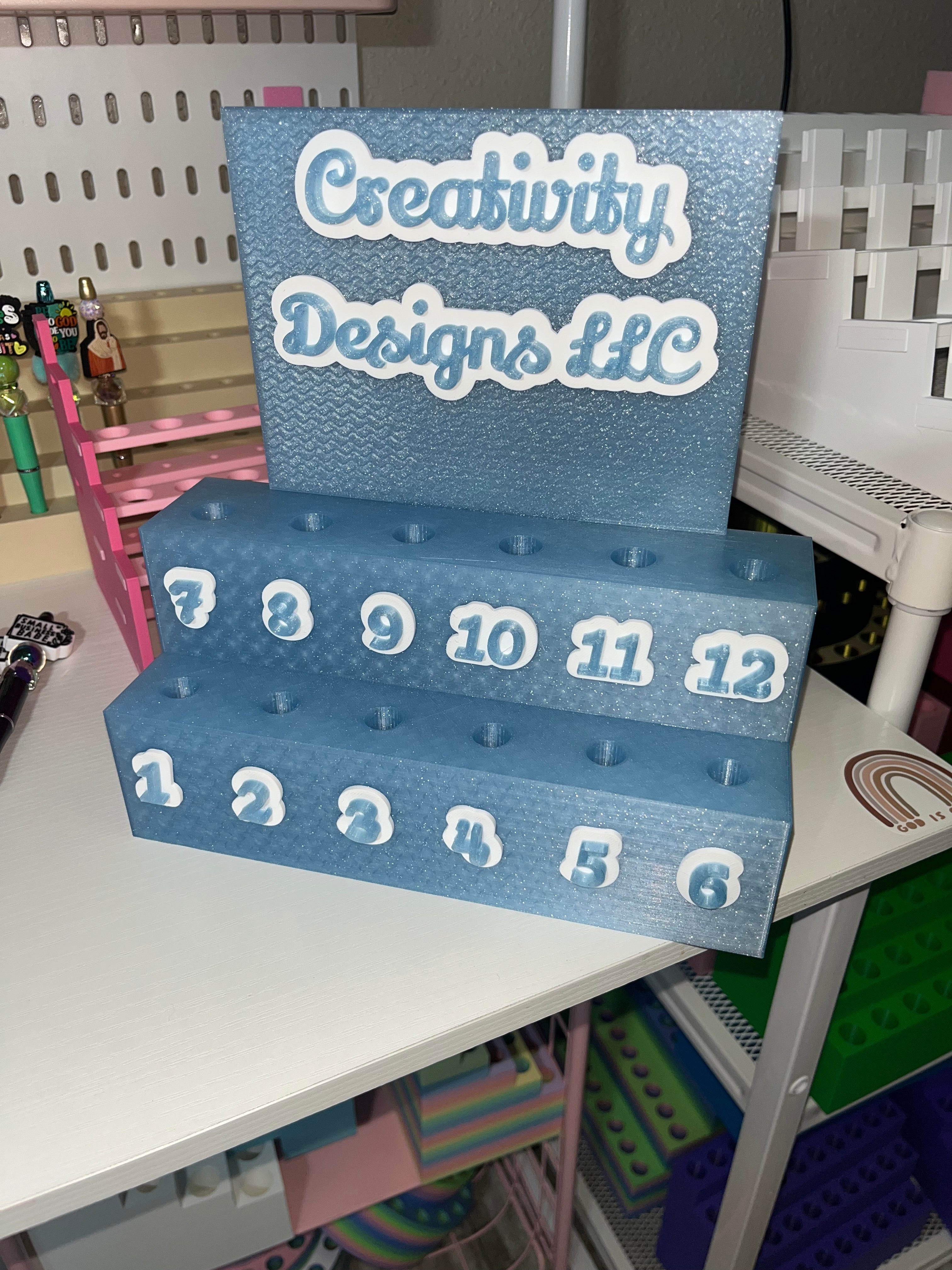 Display for Regular/Rhinestone Pens (13mm, 15mm) with numbers and name plate
