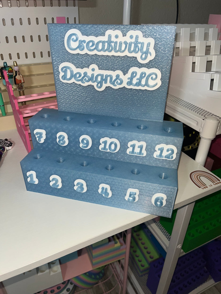 Display for Regular/Rhinestone Pens (13mm, 15mm) with numbers and name plate