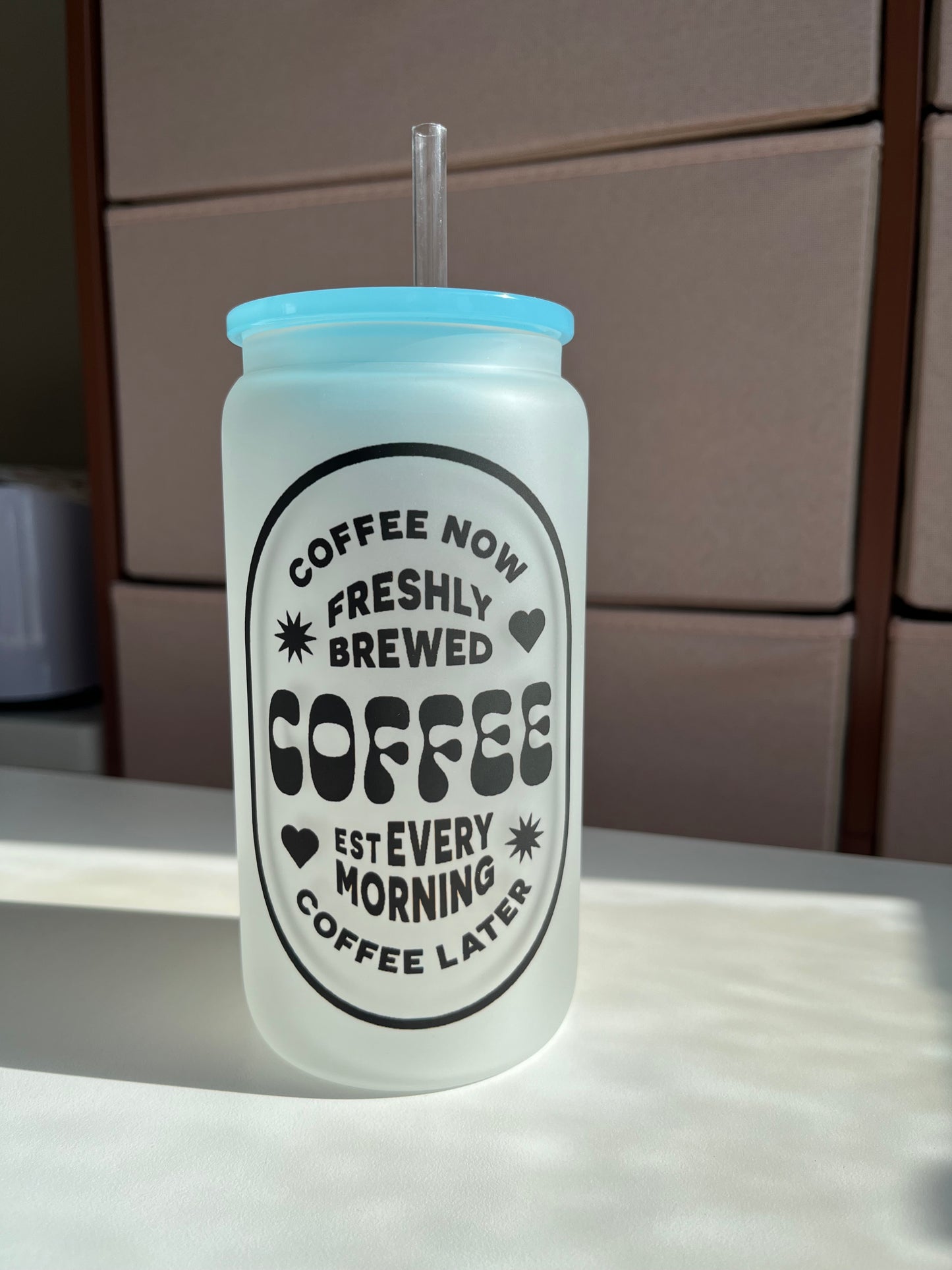 Support your local Barista 16oz Frosted Glass Coffee Cups