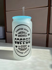 Support your local Barista 16oz Frosted Glass Coffee Cups