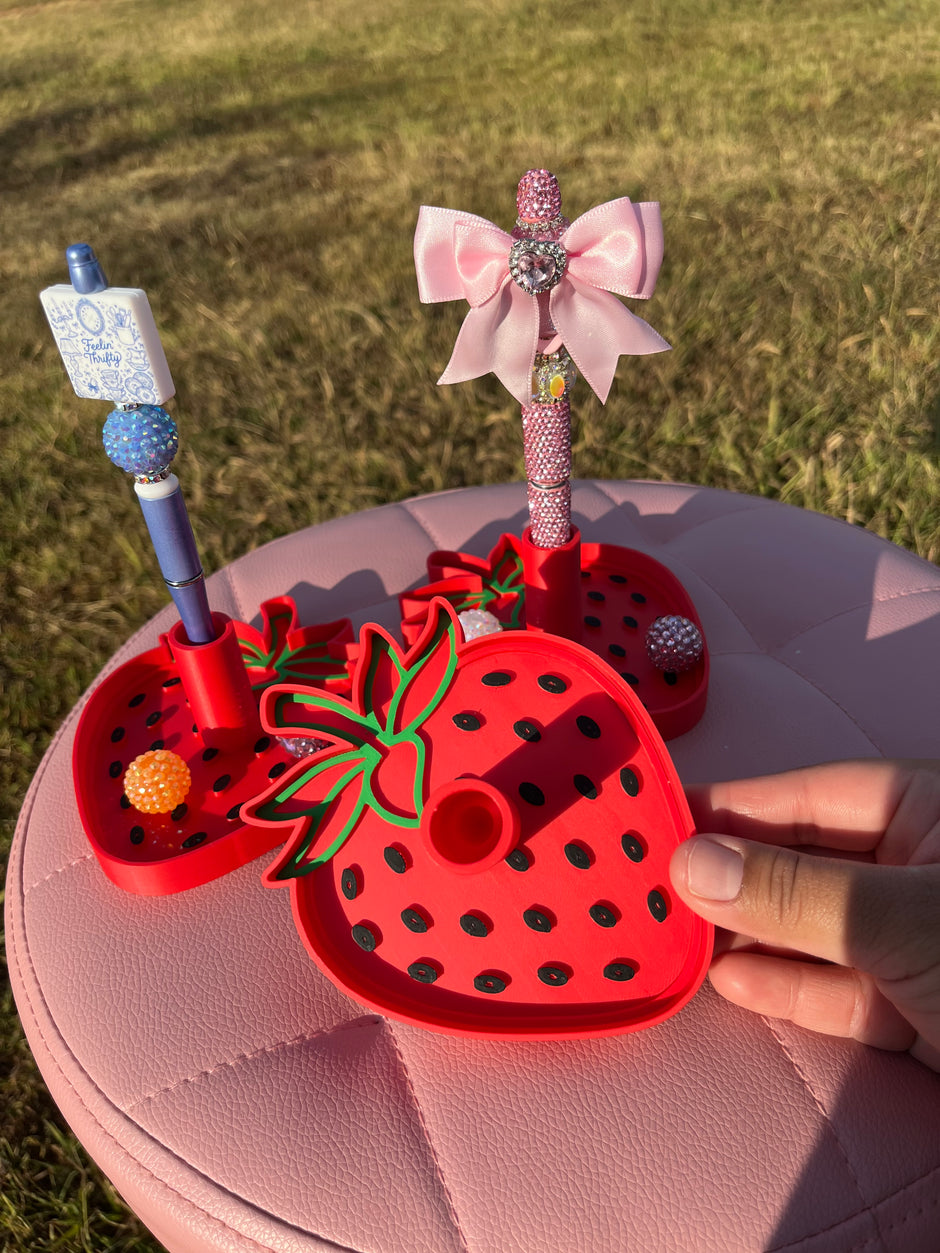 Strawberry Pen Stand with Tray