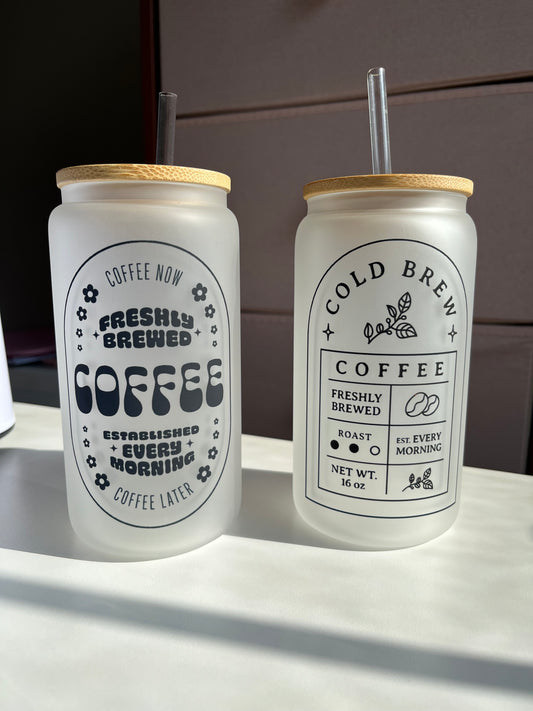 Cold Brew Coffee - 16oz frosted glass cups
