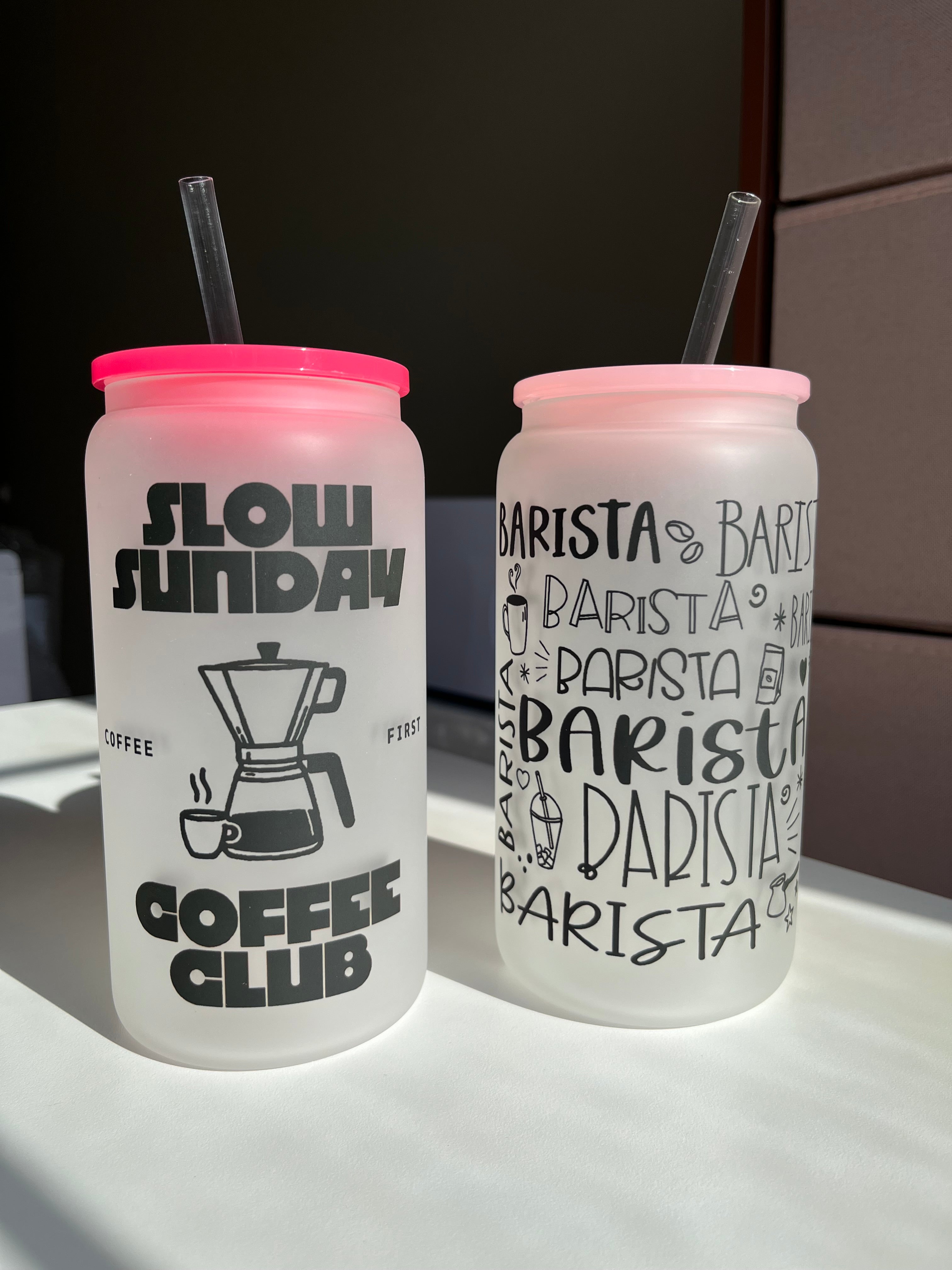 Barista/Slow Sunday Coffee- 16oz frosted glass cups