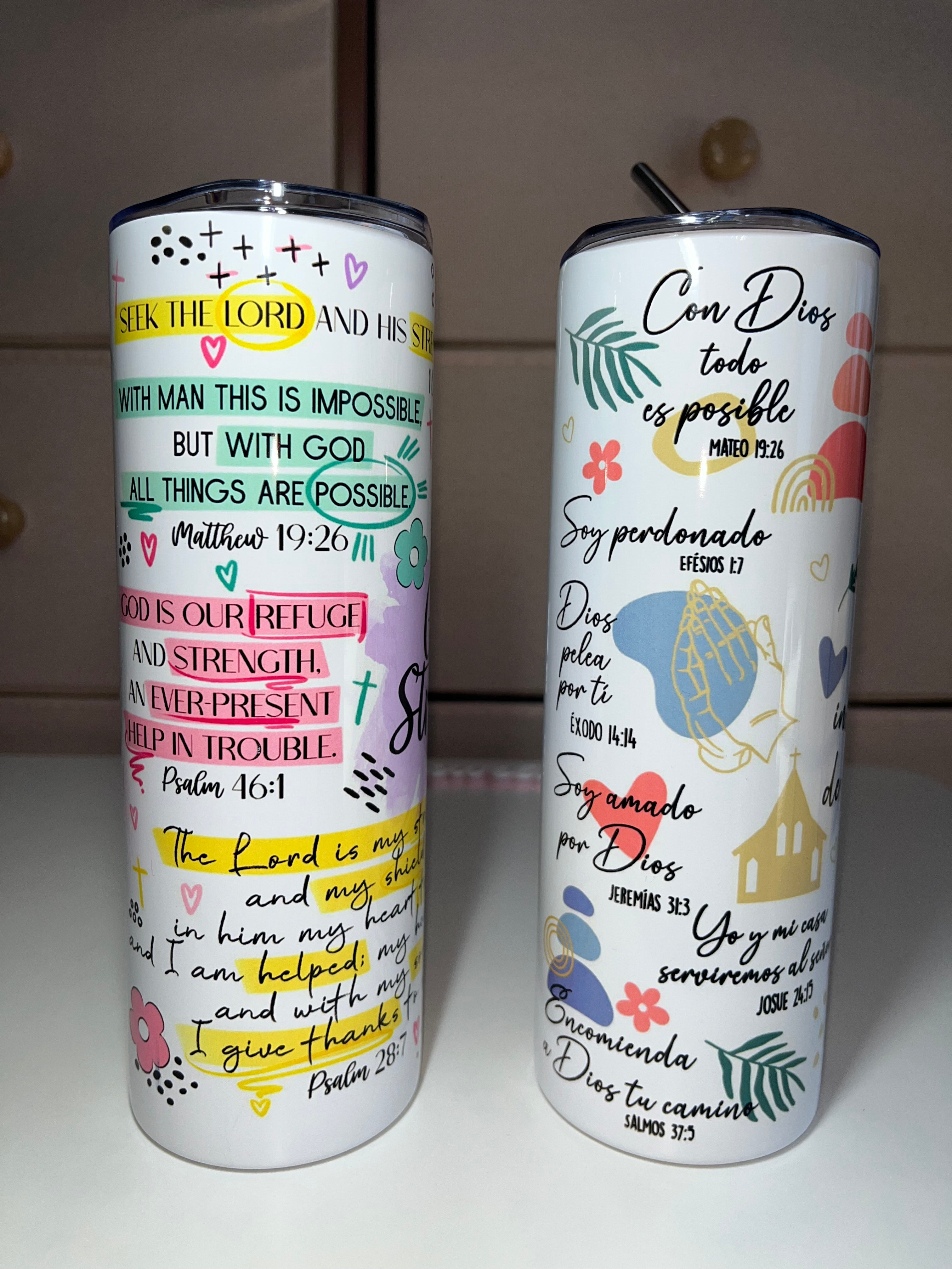 Faith & Bible Verses 20oz Stainless Steel Tumblers (Bilingual)