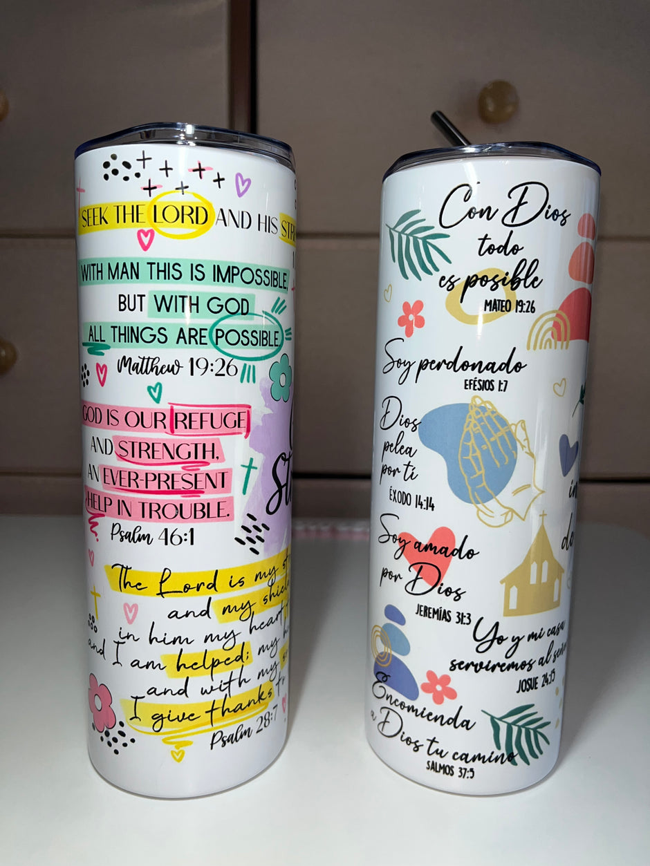 Faith & Bible Verses 20oz Stainless Steel Tumblers (Bilingual)