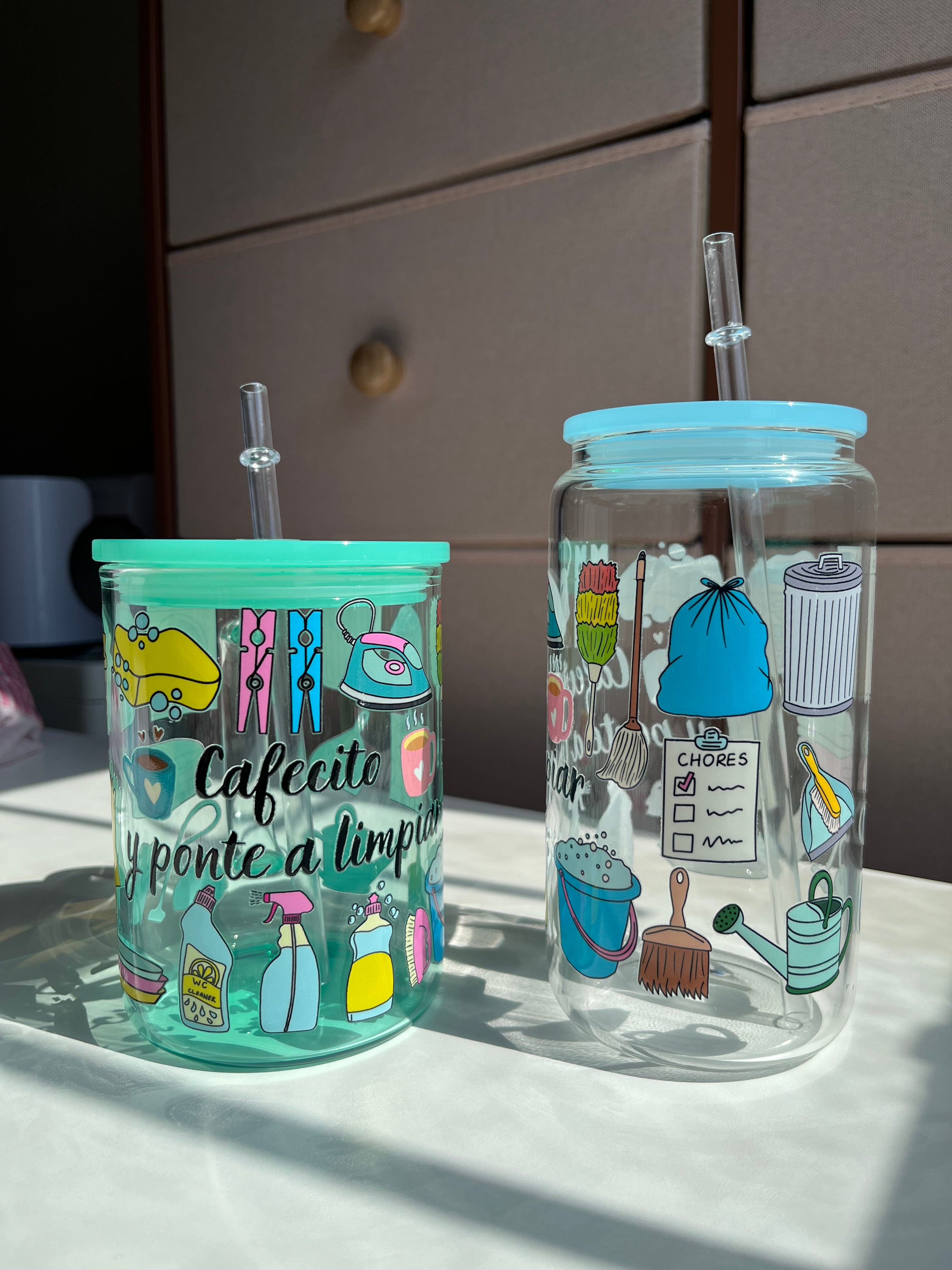 Cafecito y Ponte a Limpiar- glass cup or mug