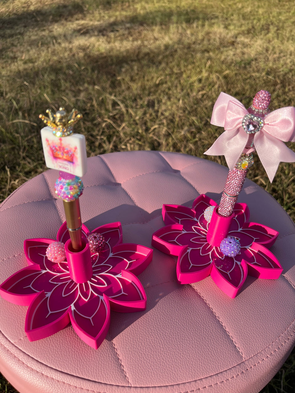Flower Pen Stand with Tray for Regular or Rhinestone Pens