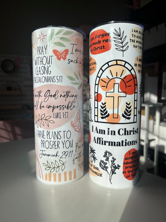 “SALE” Christ Affirmations- 20oz stainless steel tumblers