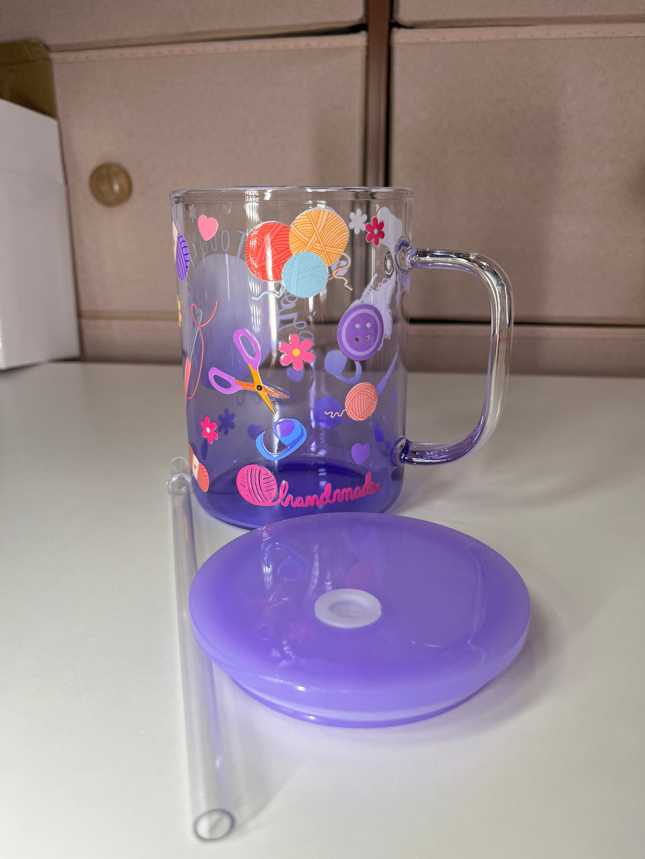 Crochet & Thrifty 17oz glass mugs
