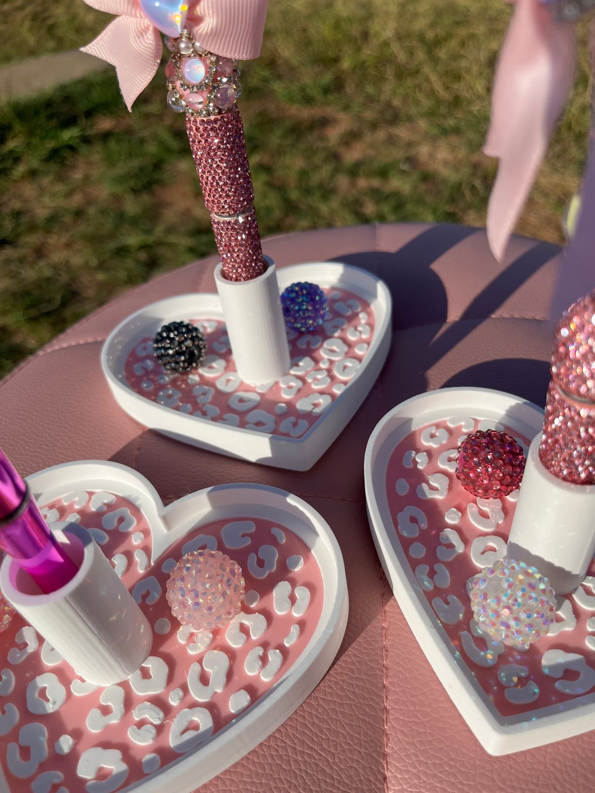 Heart Pen Stand with Tray for Regular or Rhinestone Pens