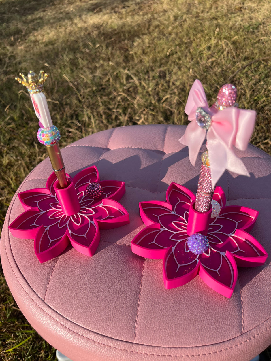 Flower Pen Stand with Tray for Regular or Rhinestone Pens