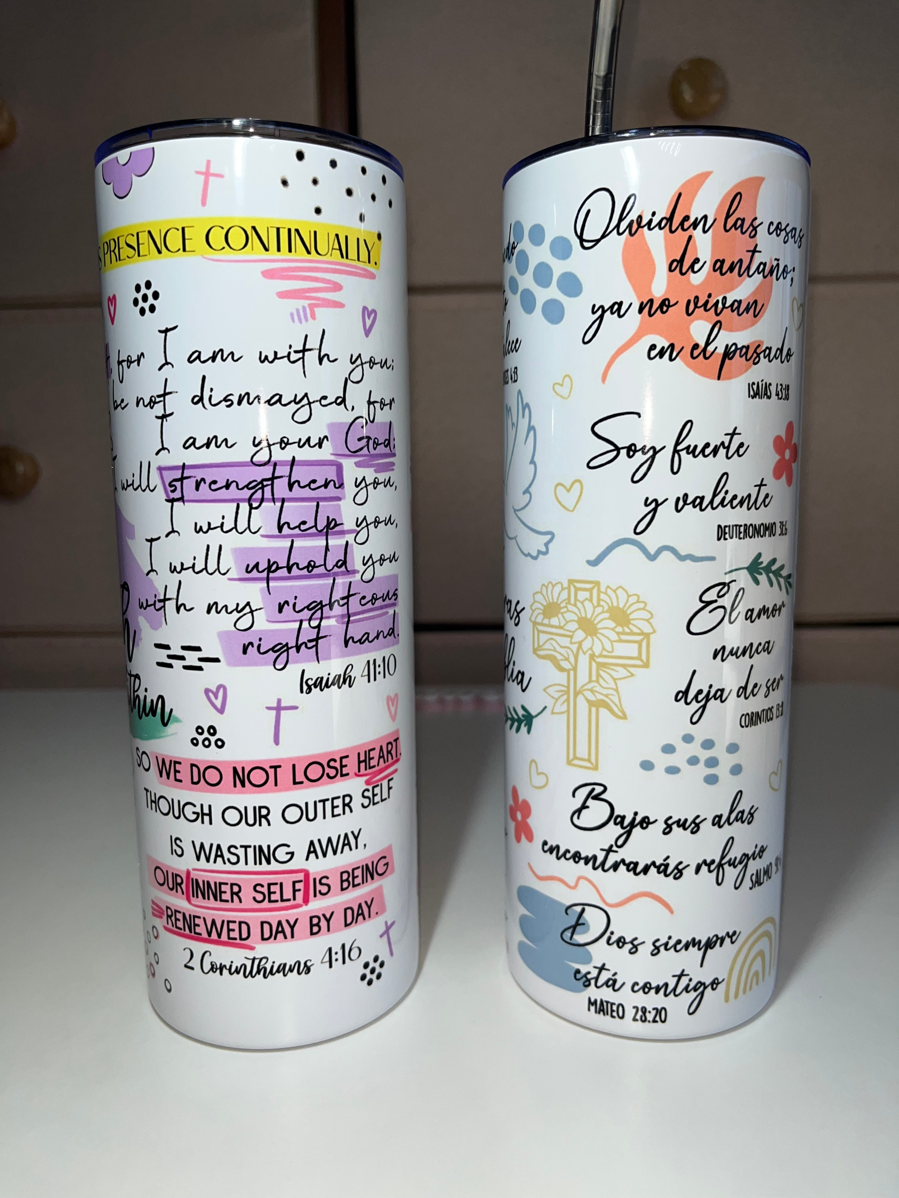 Faith & Bible Verses 20oz Stainless Steel Tumblers (Bilingual)