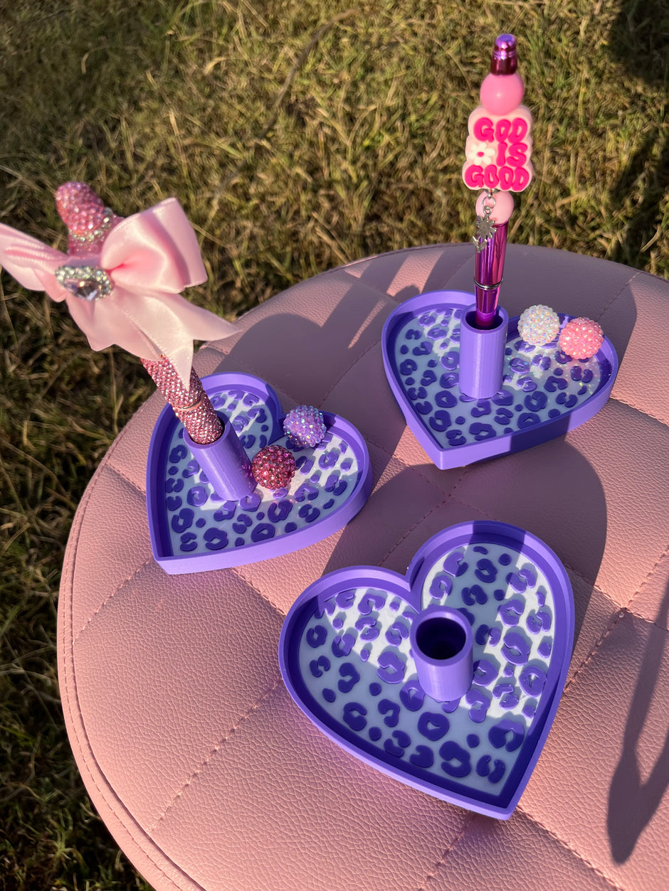 Heart Pen Stand with Tray for Regular or Rhinestone Pens