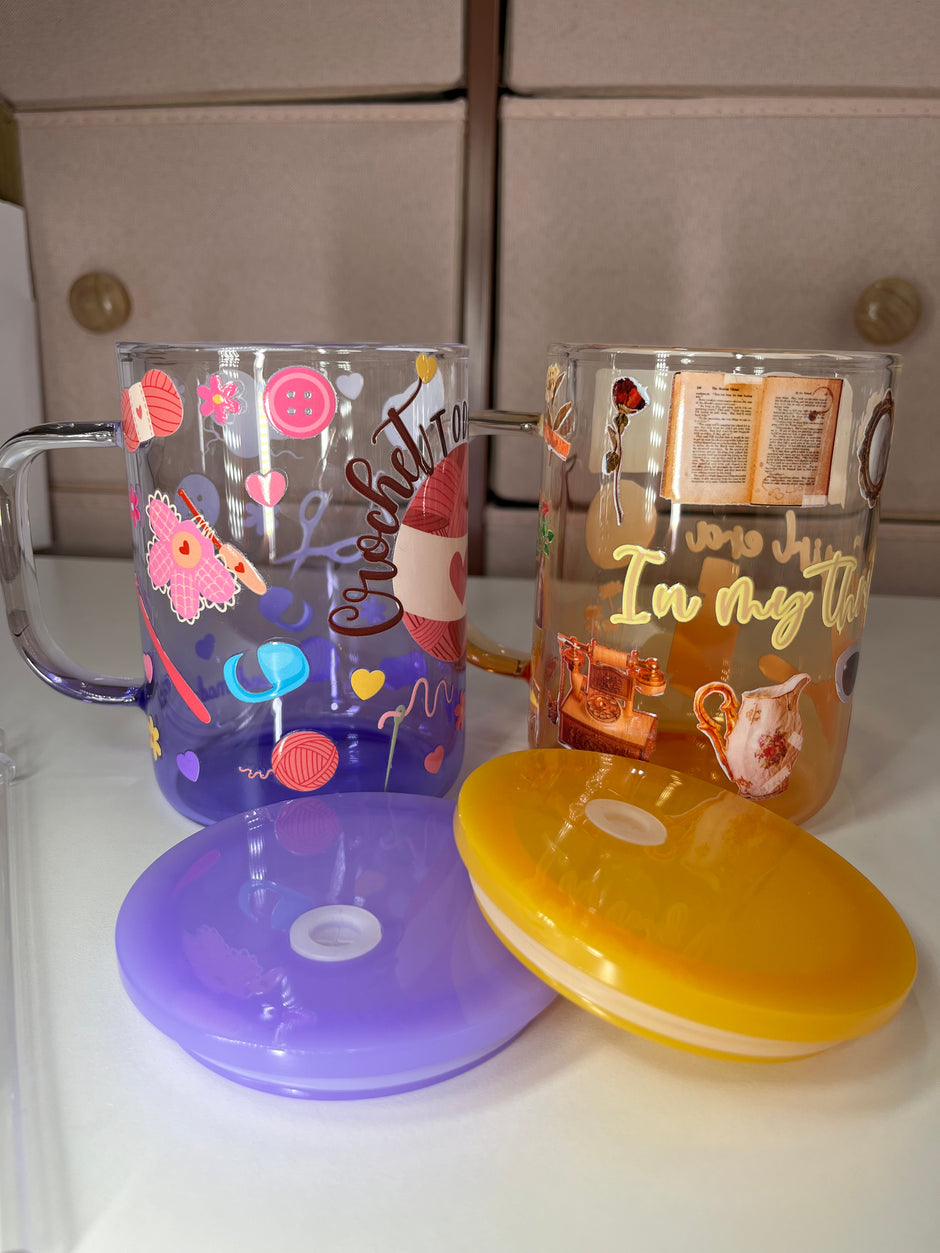 Crochet & Thrifty 17oz glass mugs
