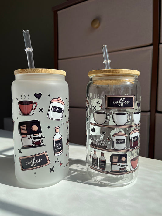 Coffee Bar 16oz Glass Cups