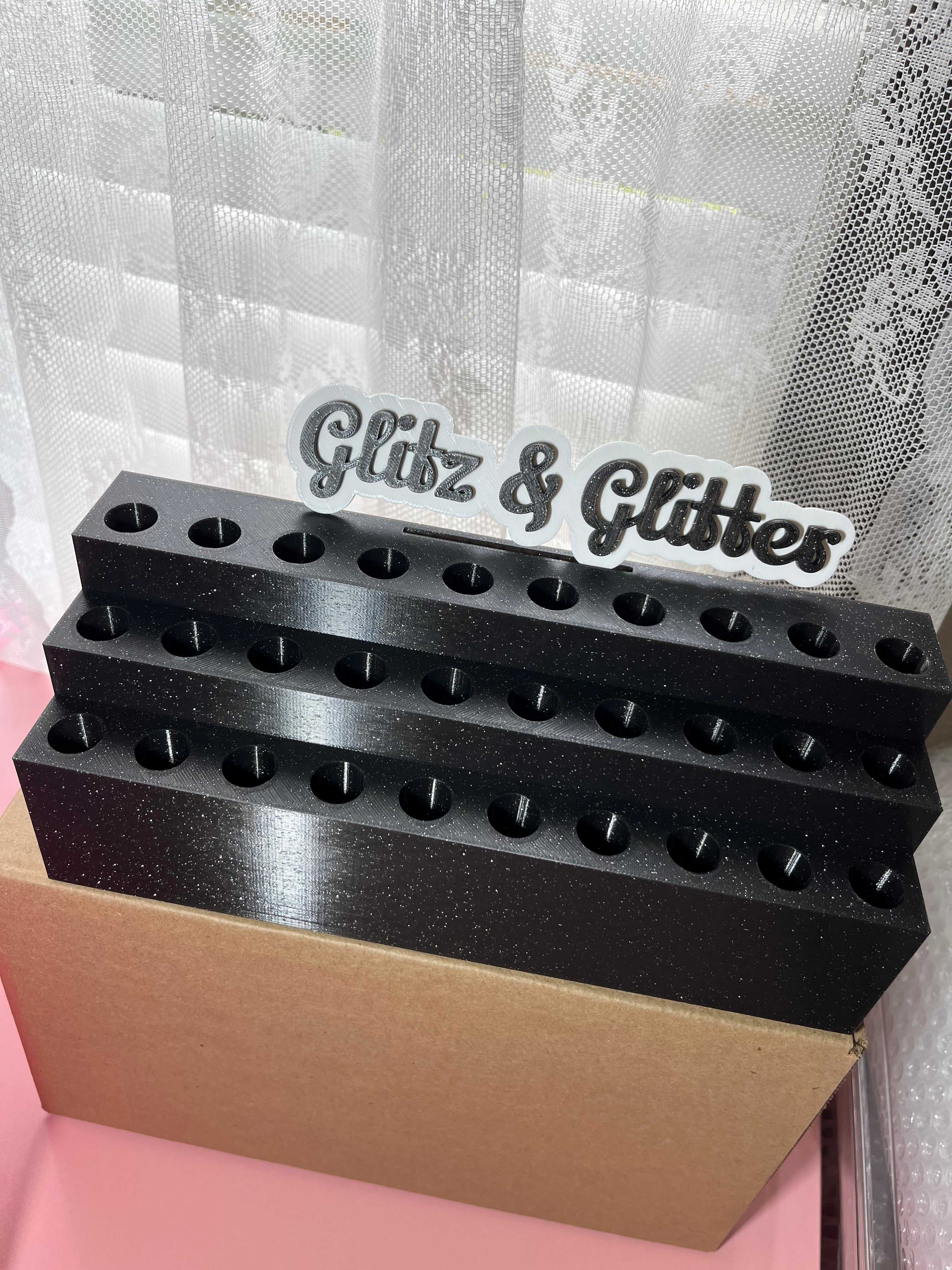 Pen Display for Clay Rhinestone Pens (fits 30 pens) with Name Plate Slot