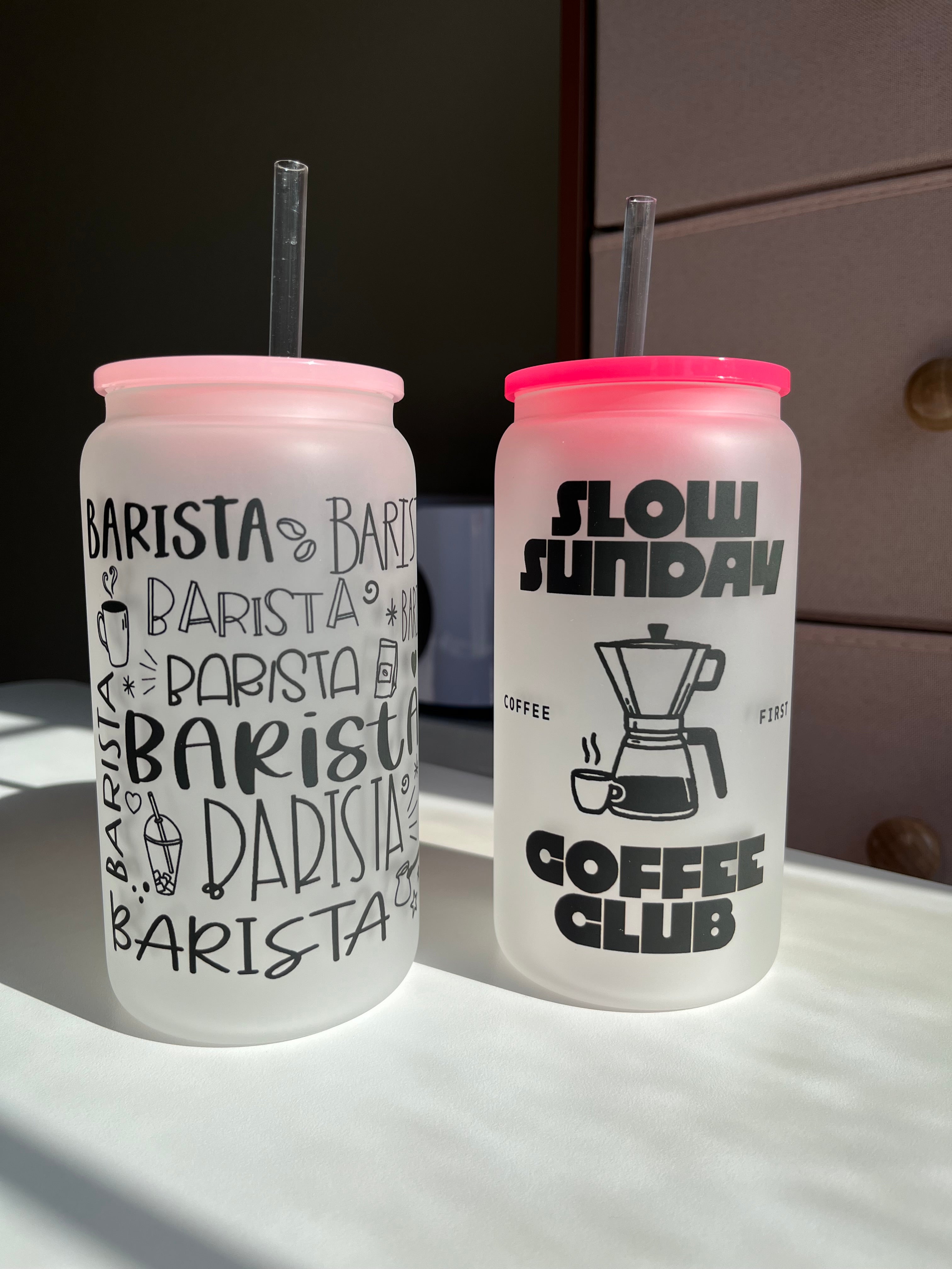 Barista/Slow Sunday Coffee- 16oz frosted glass cups