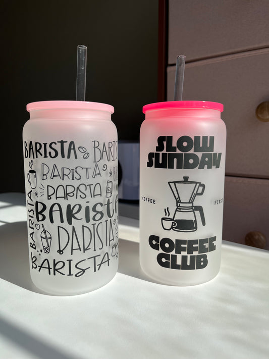 Barista/Slow Sunday Coffee- 16oz frosted glass cups