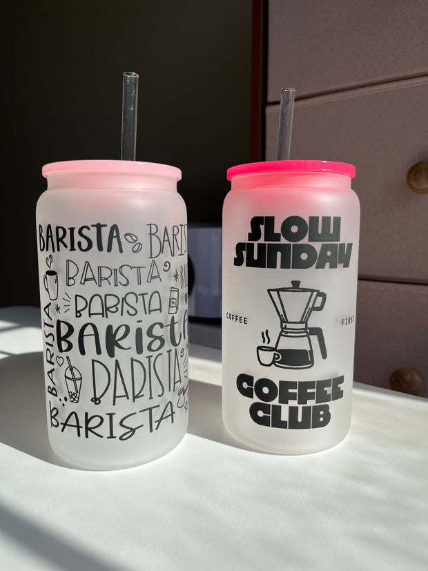 Barista/Slow Sunday Coffee- 16oz frosted glass cups
