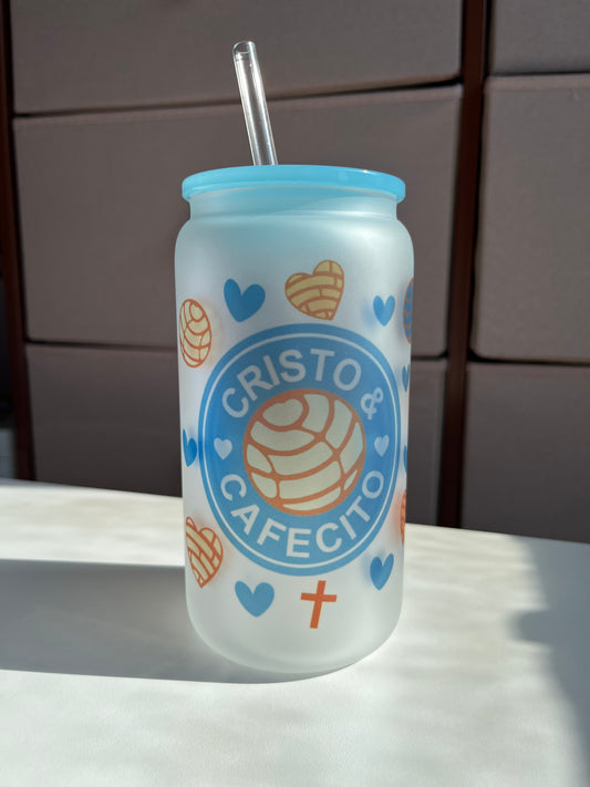 Cafecito y Cristo- frosted glass